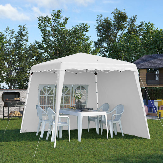 outsunny-2-9-x-2-9m-pop-up-gazebo-with-2-sides-slant-legs-and-carry-bag-height-adjustable-uv50-party-tent-event-shelter-for-garden-patio-white