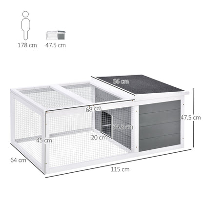 PawHut Indoor Outdoor Wooden Guinea Pigs Hutches Small Guinea Pigs Hutches Pet Run Cover, with UV-resistant Asphalt roof and Water-repellent Paint