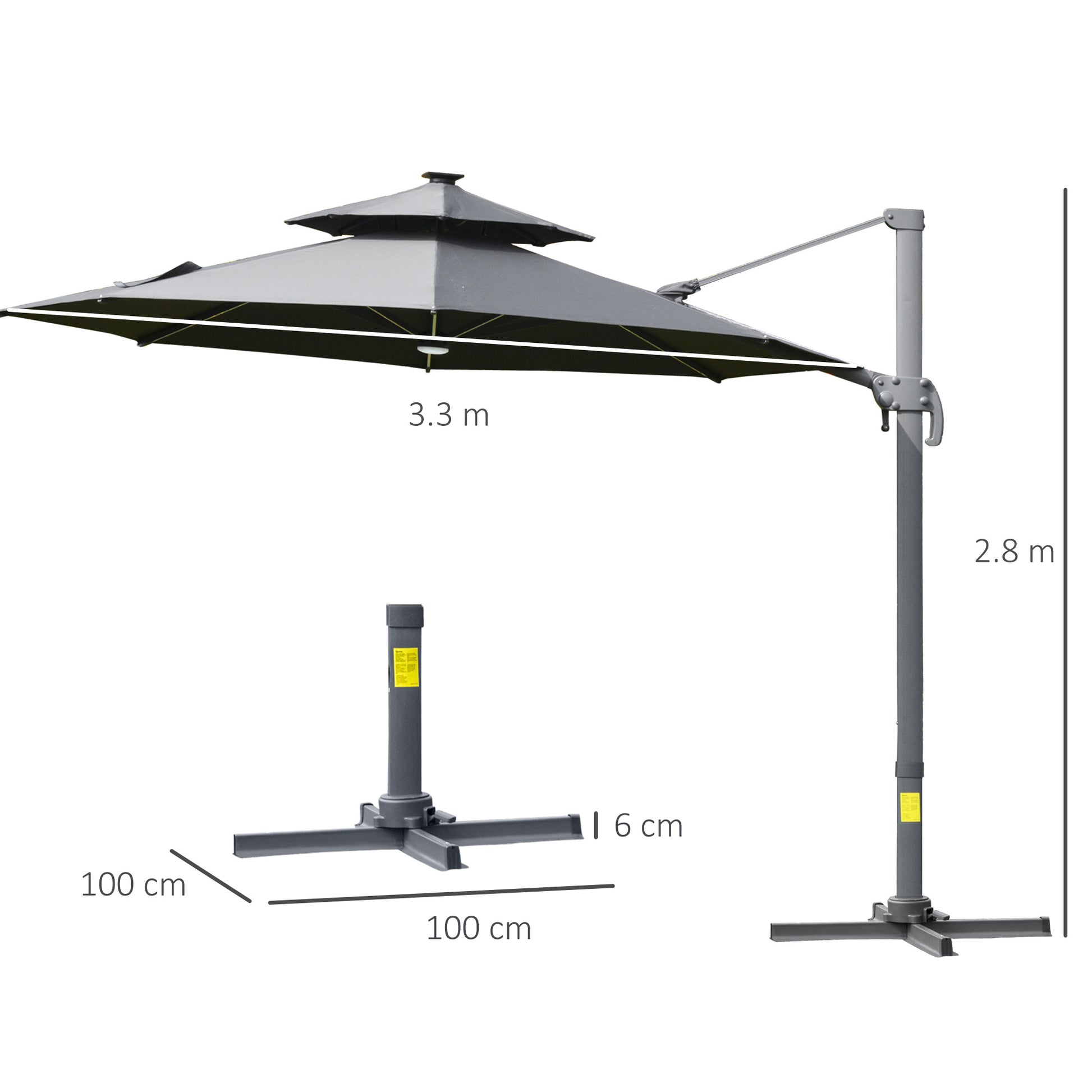 outsunny-3m-cantilever-parasol-w-solar-lights-power-bank-cross-base-adjustable-canopy-360-spin-outdoor-garden-umbrella-2-tier-roof-sun-shade-grey