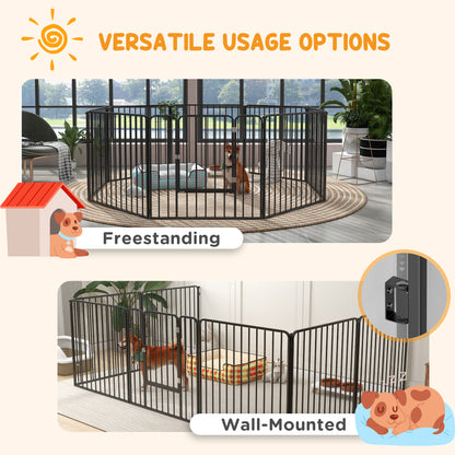 PawHut 8 Panels Heavy Duty Dog Pen, 80cm Height Pet Playpen for Indoor Outdoor, Small and Medium Dogs