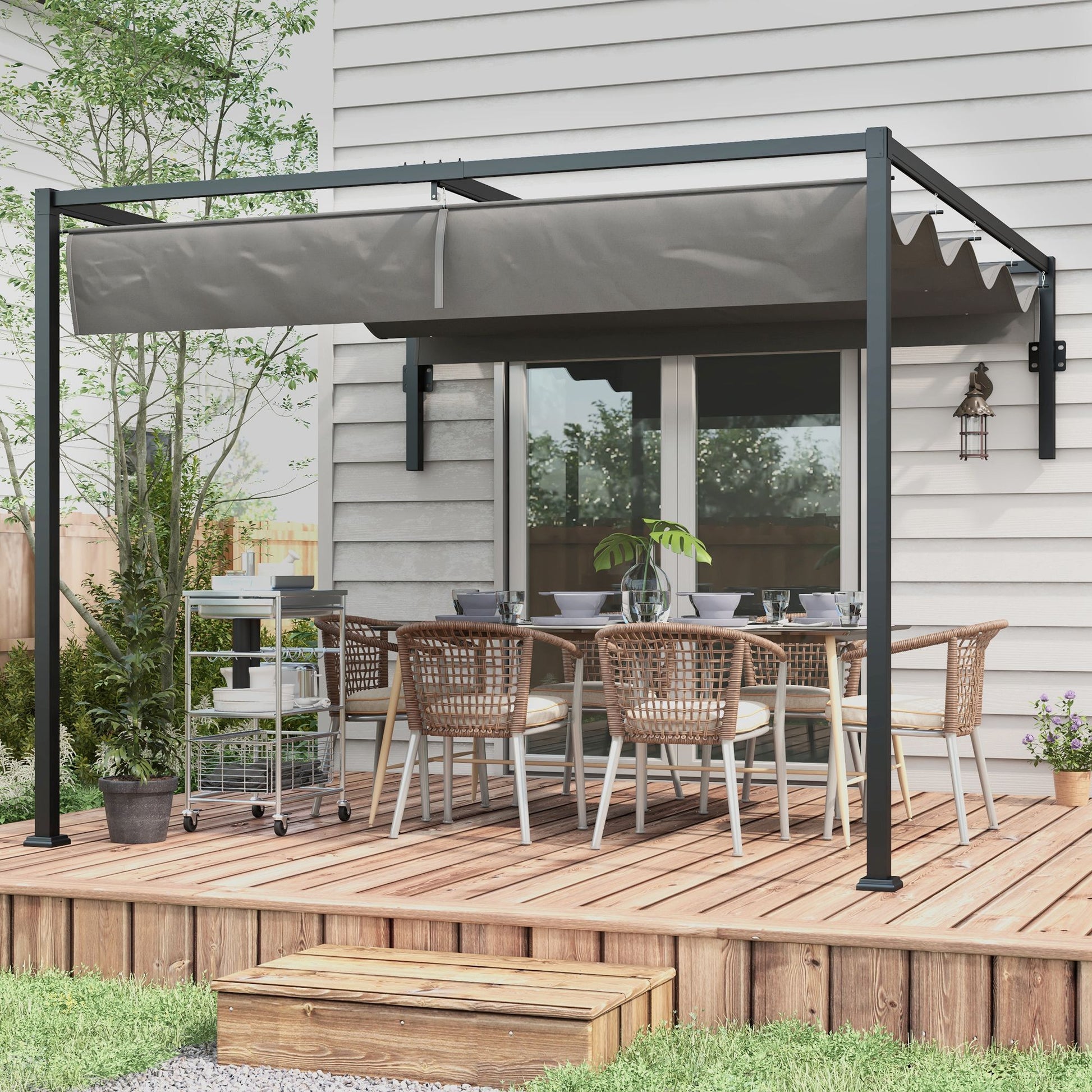 outsunny-2-x-3m-lean-to-pergola-metal-pergola-with-retractable-roof-for-grill-garden-patio-deck