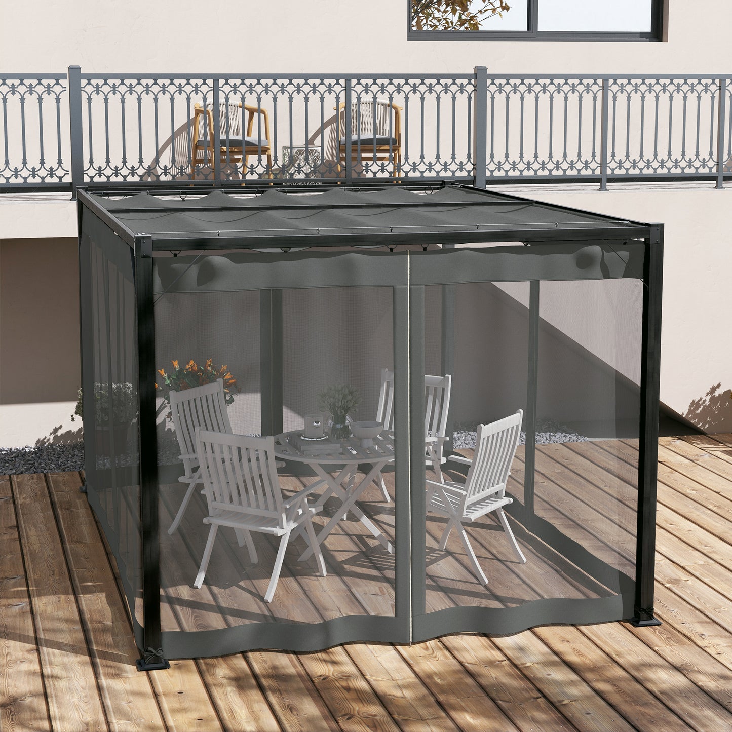 outsunny-3-x-4m-retractable-pergola-garden-gazebo-shelter-with-nettings-for-grill-patio-deck-dark-grey