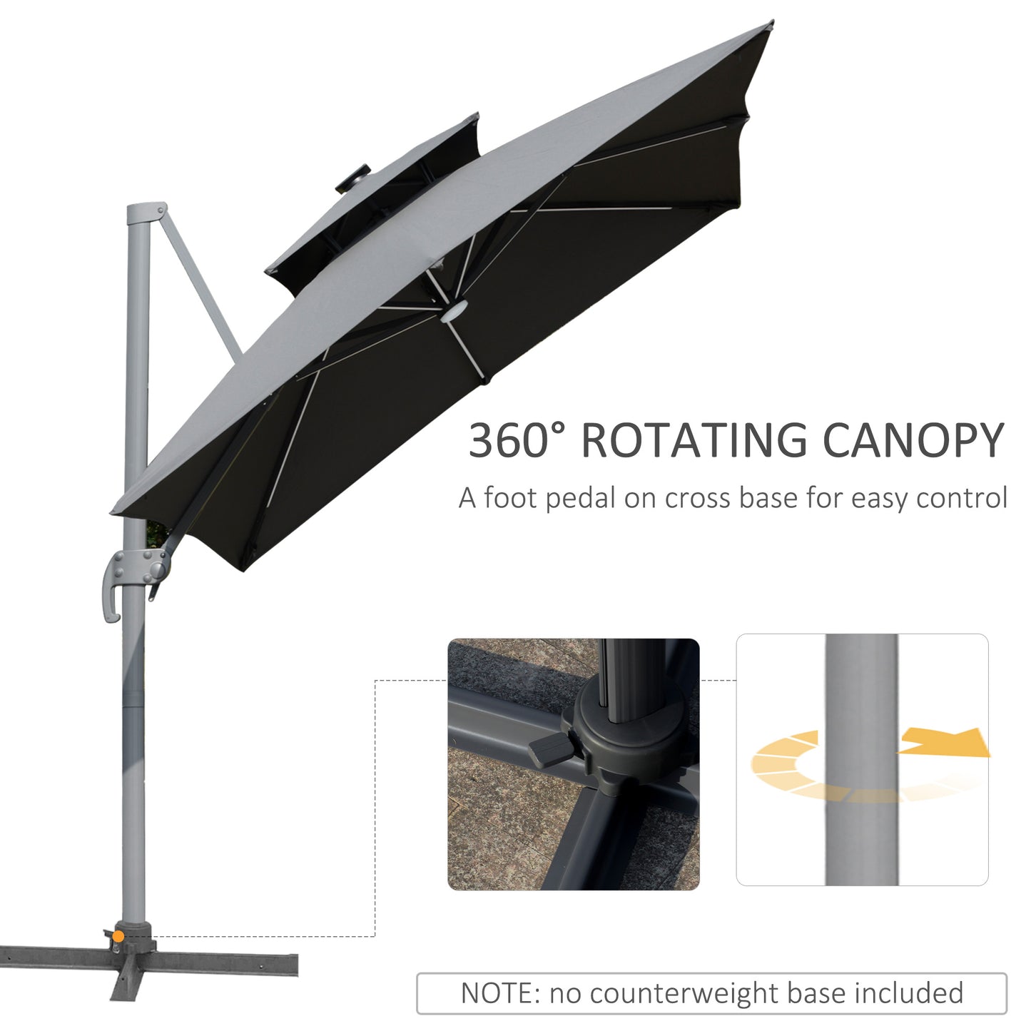 outsunny-3m-cantilever-parasol-outdoor-offset-patio-umbrella-solar-led-lighted-hanging-sun-shade-canopy-w-tilt-and-crank-handle-cross-base-grey