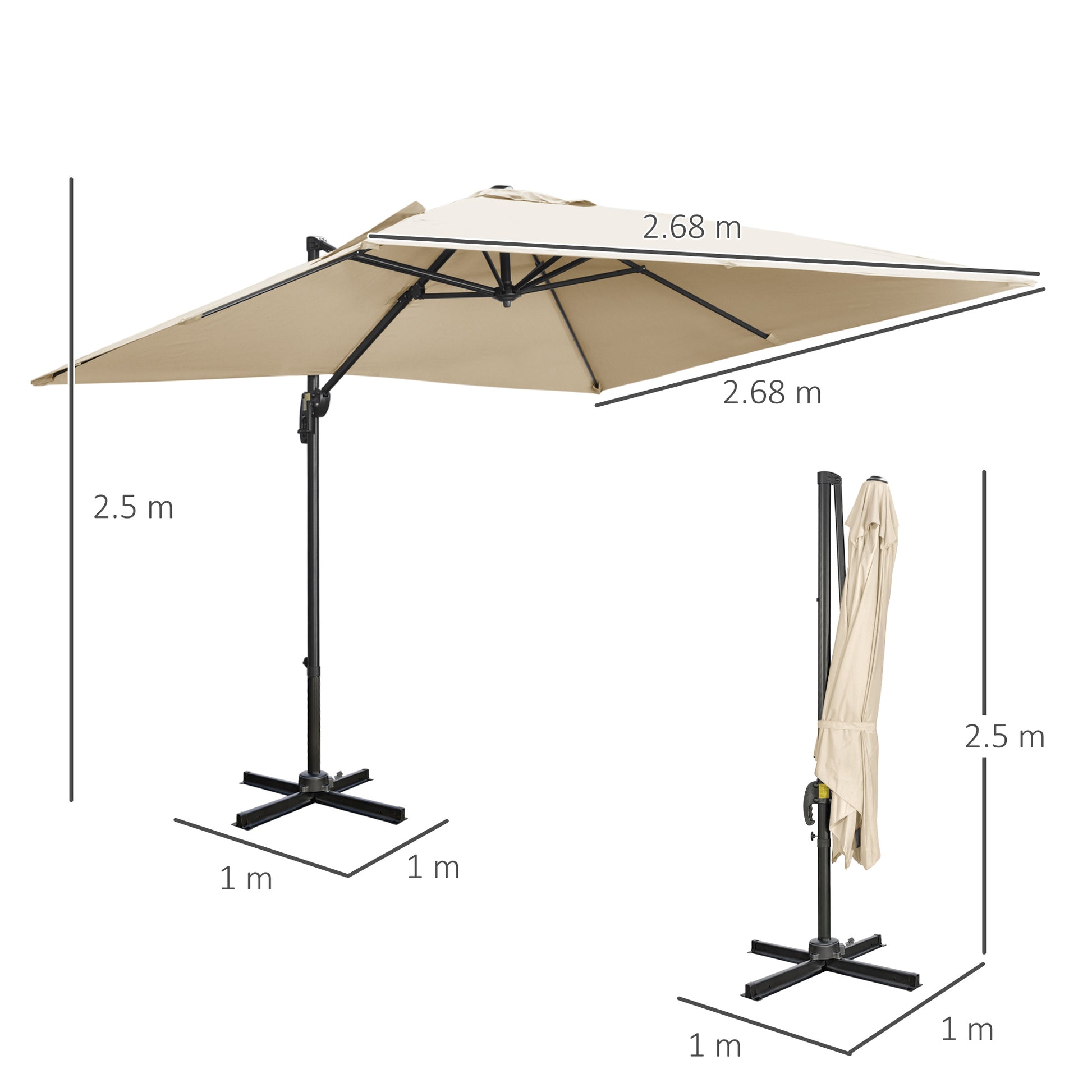 outsunny-2-7-x-2-7-m-cantilever-parasol-square-overhanging-umbrella-with-cross-base-crank-handle-tilt-360-rotation-aluminium-frame-cream-white