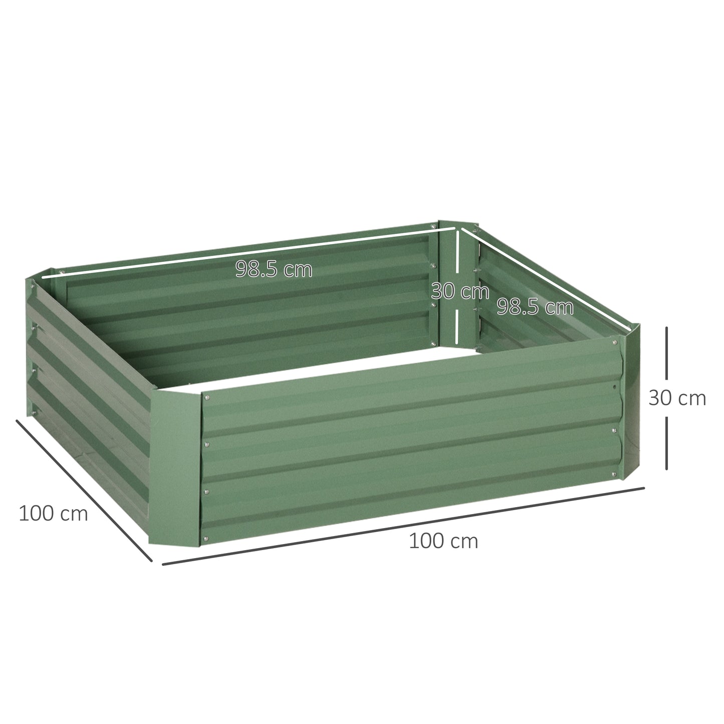 outsunny-set-of-2-291l-raised-garden-bed-elevated-galvanised-planter-box-for-flowers-herbs-100x100x30cm-green