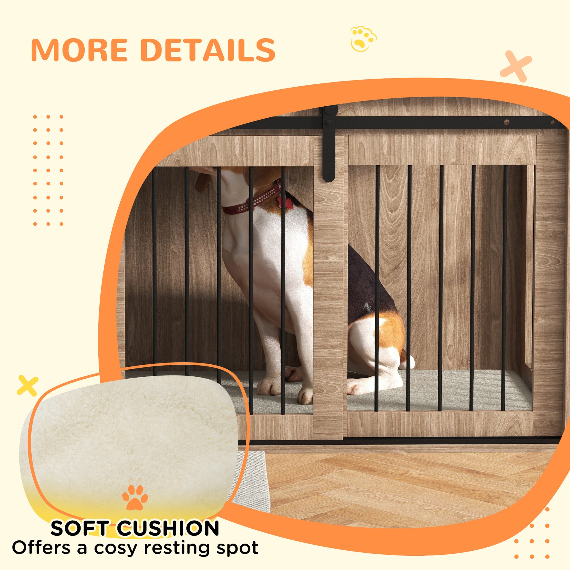 PawHut Dog Crate Furniture with Removable Cushion for Large-Sized Dogs, 100 x 60 x 63 cm, Brown