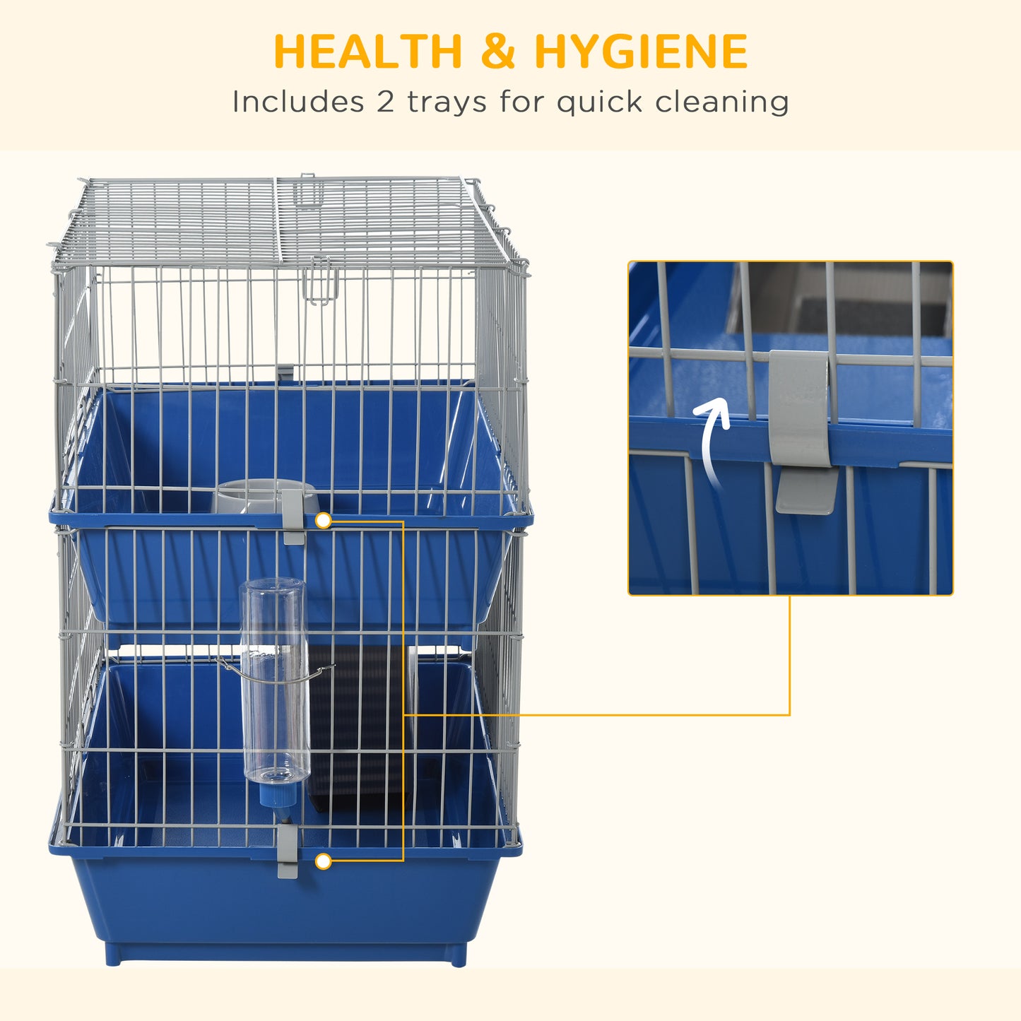 PawHut Metal 2-Tier Small Animal Cage Blue