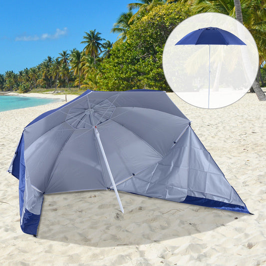 outsunny-2m-beach-sport-umbrella-parasol-coated-blue-polyester-steel