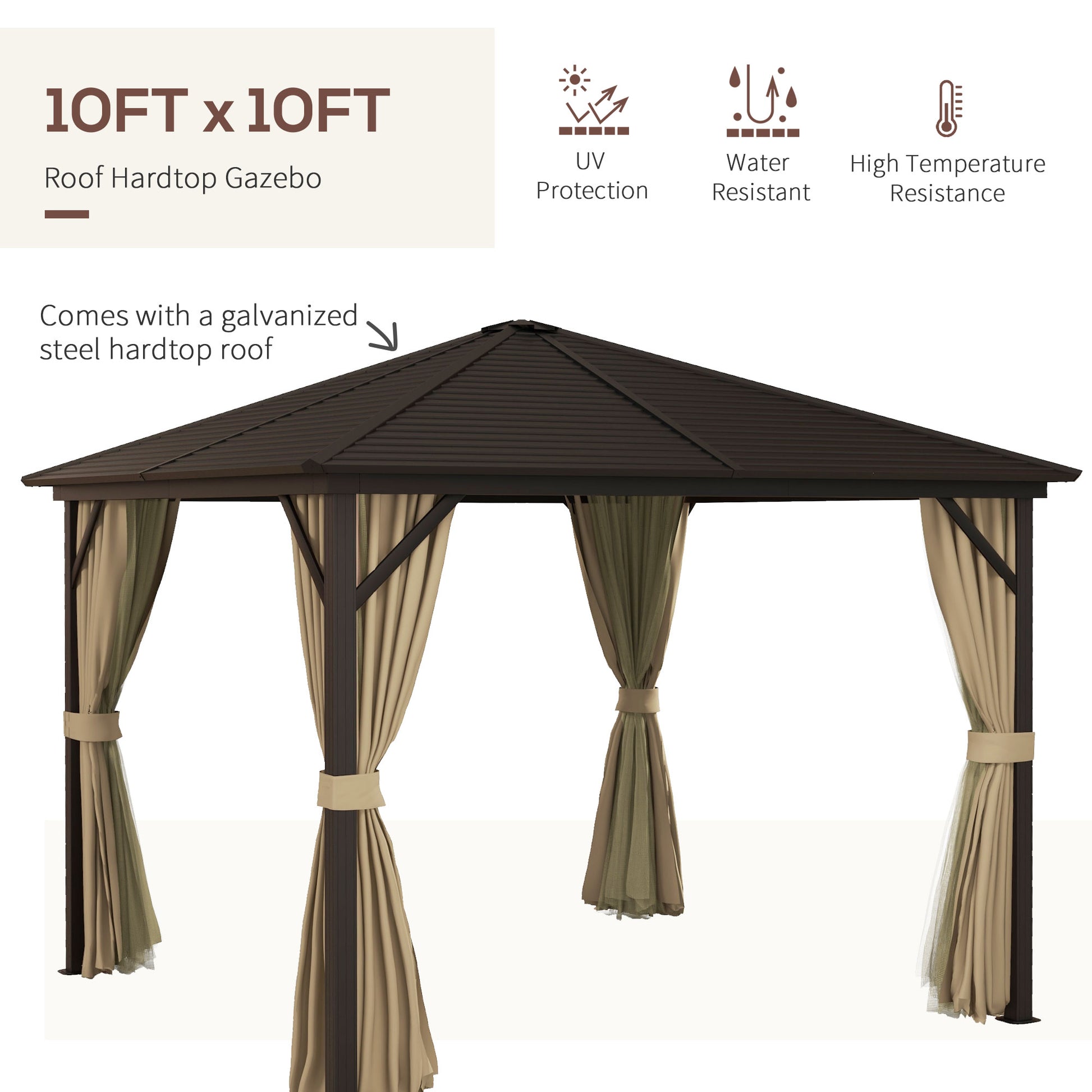 outsunny-3-x-3-m-garden-gazebo-with-netting-and-curtains-hard-top-gazebo-canopy-shelter-with-metal-roof-aluminium-frame-for-garden-lawn-deck-bronze-tone