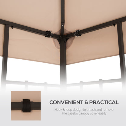 outsunny-3-x-3m-canopy-top-cover-for-double-tier-gazebo-gazebo-replacement-pavilion-roof-deep-beige-top-only