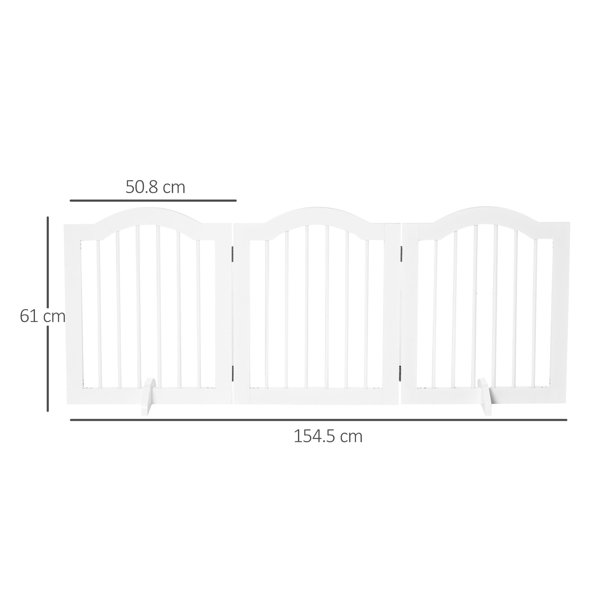 PawHut Dog Gate Wooden Foldable Small Sized Pet Gate Stepover Panel with Support Feet Freestanding Safety Barrier for the House Doorway Stairs White