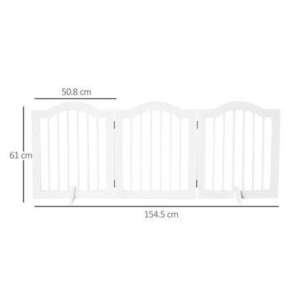 PawHut Dog Gate Wooden Foldable Small Sized Pet Gate Stepover Panel with Support Feet Freestanding Safety Barrier for the House Doorway Stairs White