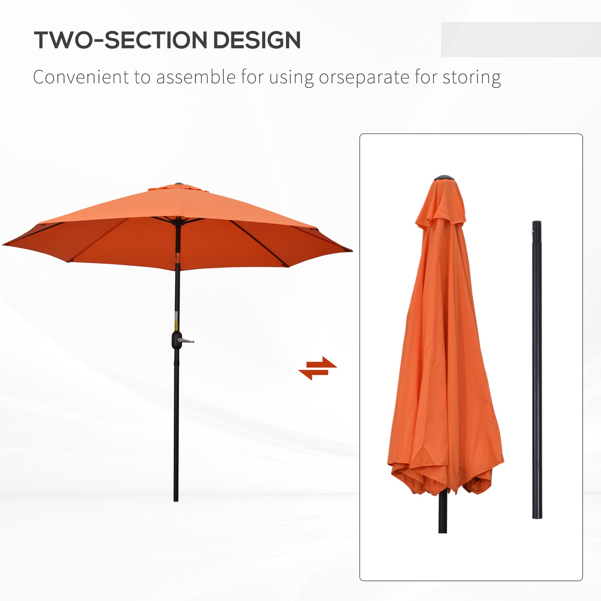 outsunny-2-6m-patio-parasol-sun-umbrella-tilt-shade-shelter-canopy-with-crank-8-ribs-aluminium-frame-orange