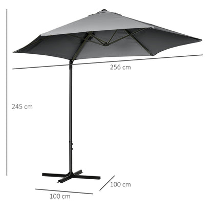 outsunny-2-5m-garden-cantilever-parasol-with-360-rotation-offset-roma-patio-umbrella-hanging-sun-shade-canopy-shelter-with-cross-base-dark-grey