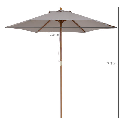 outsunny-2-5m-wood-garden-parasol-sun-shade-patio-outdoor-wooden-umbrella-canopy-grey