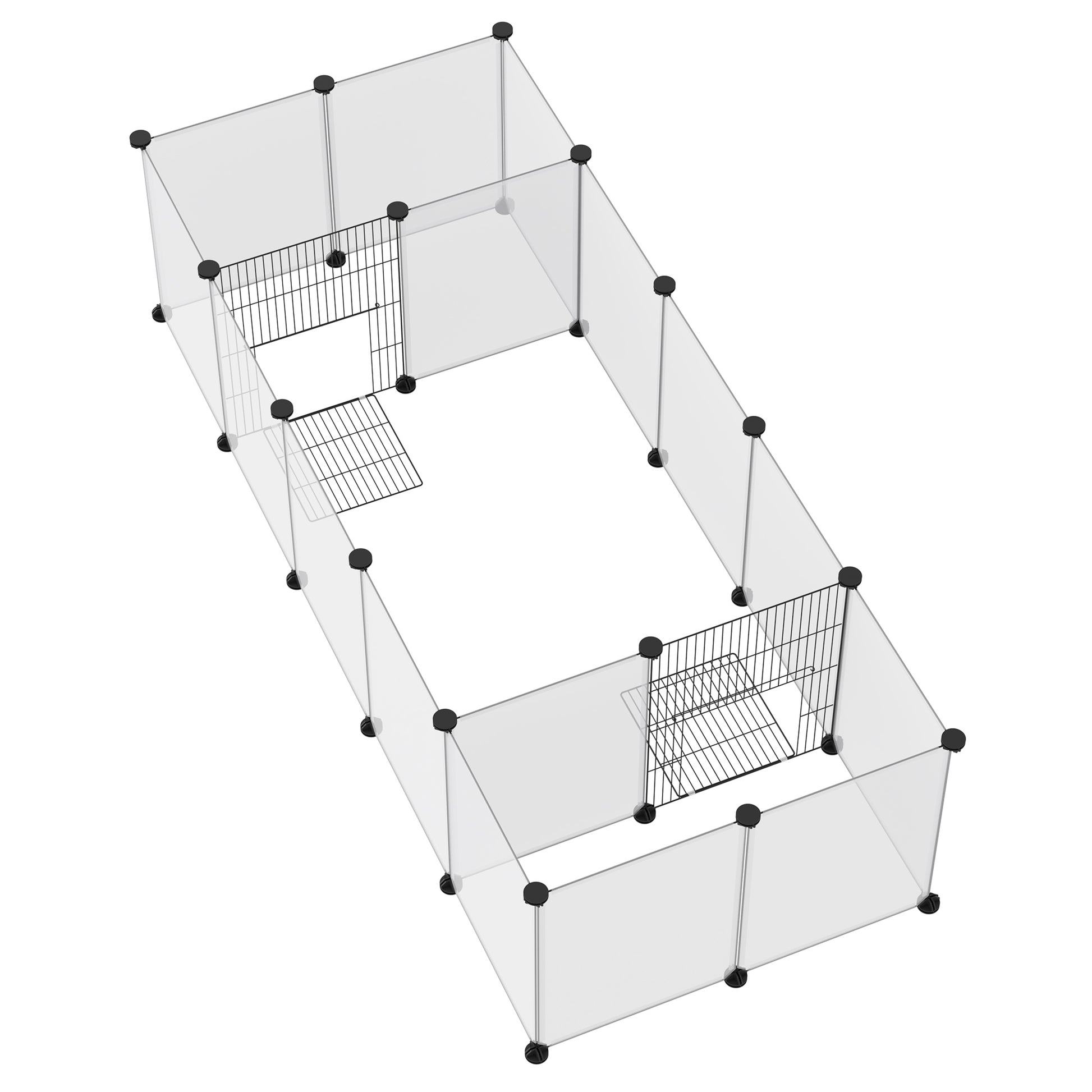 PawHut Pet Playpen DIY Small Animal Cage 18 Panels Portable Metal Wire Yard Fence for Guinea Pigs Hedgehogs, 175 x 70 x 45 cm, White