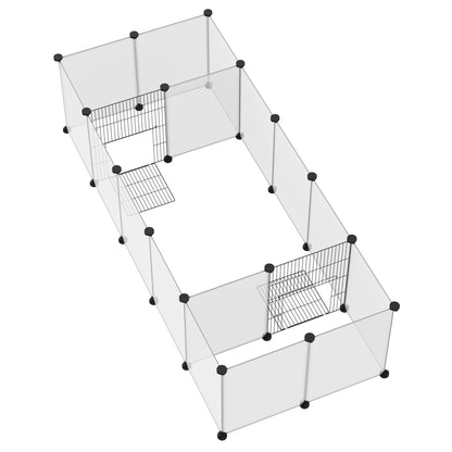 PawHut Pet Playpen DIY Small Animal Cage 18 Panels Portable Metal Wire Yard Fence for Guinea Pigs Hedgehogs, 175 x 70 x 45 cm, White