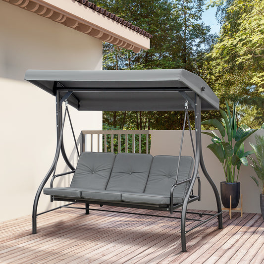 outsunny-3-seater-canopy-swing-chair-2-in-1-garden-swing-seat-bed-with-adjustable-canopy-and-metal-frame-dark-grey