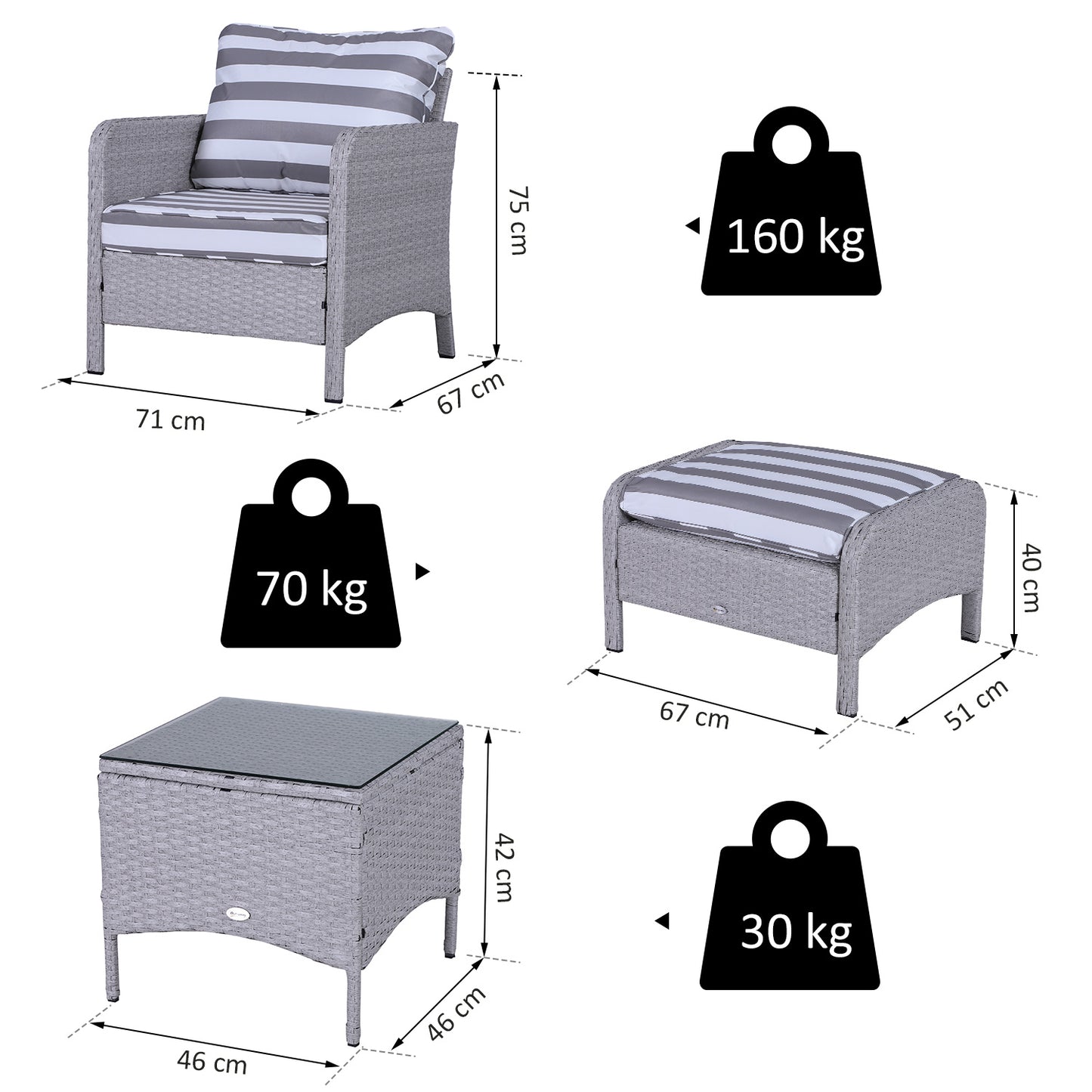 outsunny-2-seater-pe-rattan-garden-furniture-set-2-armchairs-2-stools-glass-top-table-cushions-wicker-weave-chairs-outdoor-seating-grey