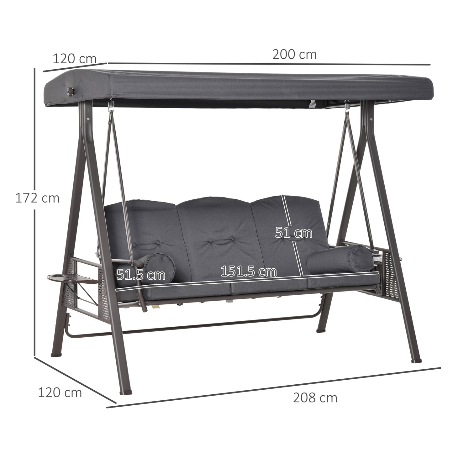 outsunny-3-seater-garden-swing-chair-outdoor-hammock-bench-w-adjustable-canopy-cushions-and-cup-trays-steel-frame-dark-grey