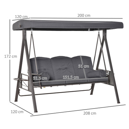 outsunny-3-seater-garden-swing-chair-outdoor-hammock-bench-w-adjustable-canopy-cushions-and-cup-trays-steel-frame-dark-grey