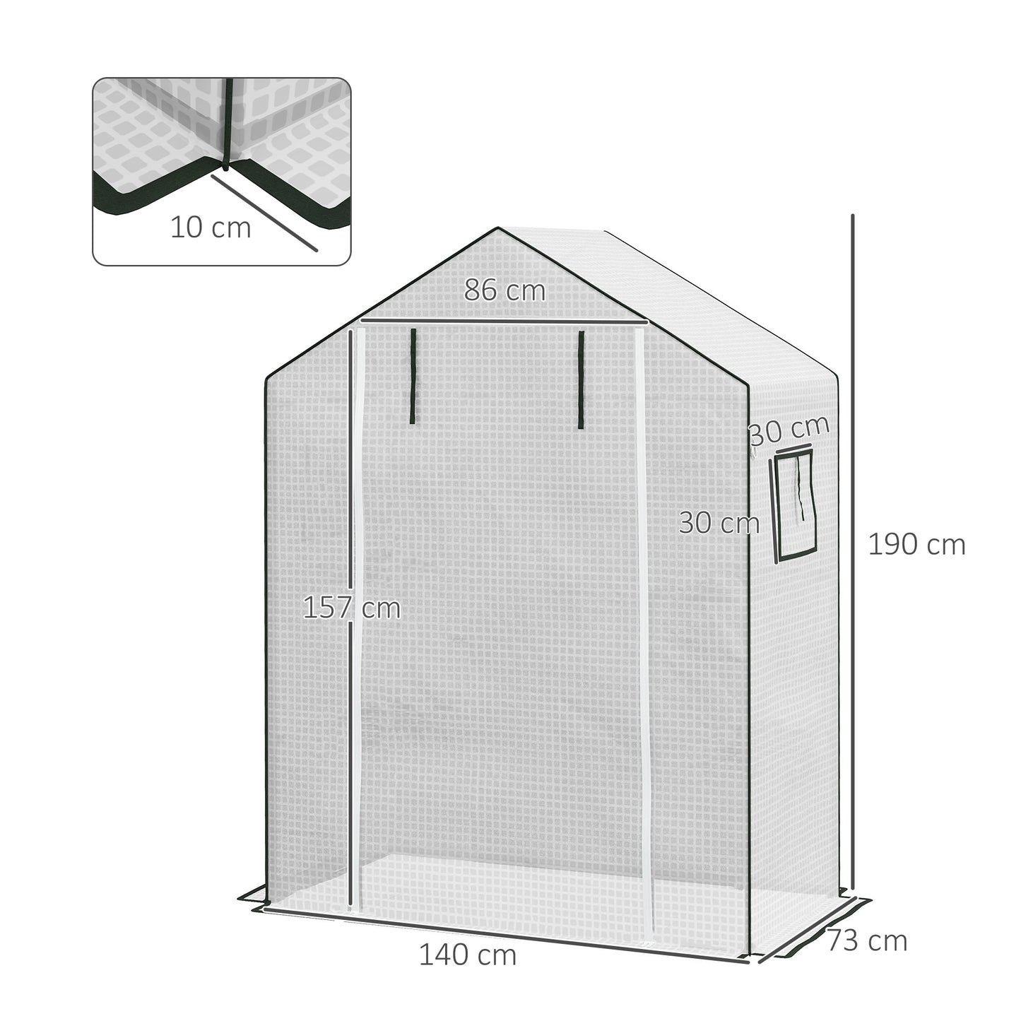 outsunny-greenhouse-cover-replacement-walk-in-pe-hot-house-cover-with-roll-up-door-and-windows-140-x-73-x-190cm-white