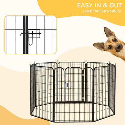 PawHut Heavy Duty 8 Panel Dog Play Pen Pet Playpen for Puppy Rabbit Enclosure Foldable Indoor Outdoor 80 x 100 cm