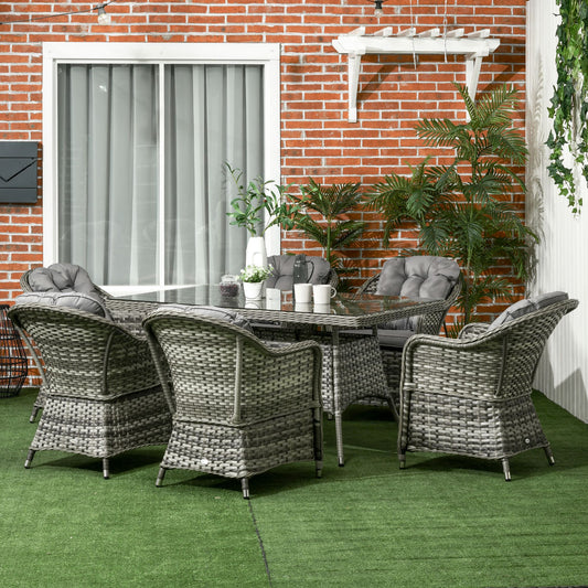 outsunny-7-pieces-pe-rattan-dining-set-furniture-patio-wicker-furniture-with-tempered-glass-table-top-umbrella-hole-and-cushions-grey