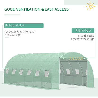 outsunny-6-x-3-x-2-m-large-walk-in-greenhouse-garden-polytunnel-greenhouse-with-steel-frame-zippered-door-and-roll-up-windows-green