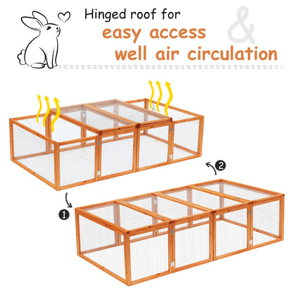 Pawhut Rabbit Hutch W/ Mesh Wire, 181Lx100Wx 48H cm-Wood