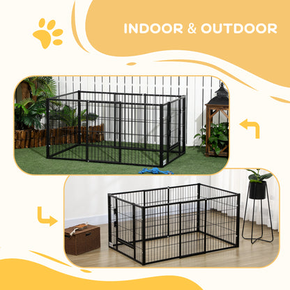 PawHut 82.5-150 cm x 61 cm Heavy Duty Pet Playpen, 6 Panel Exercise Pen for Dogs, Adjustable Length, Indoor Outdoor, Small Sized Dogs