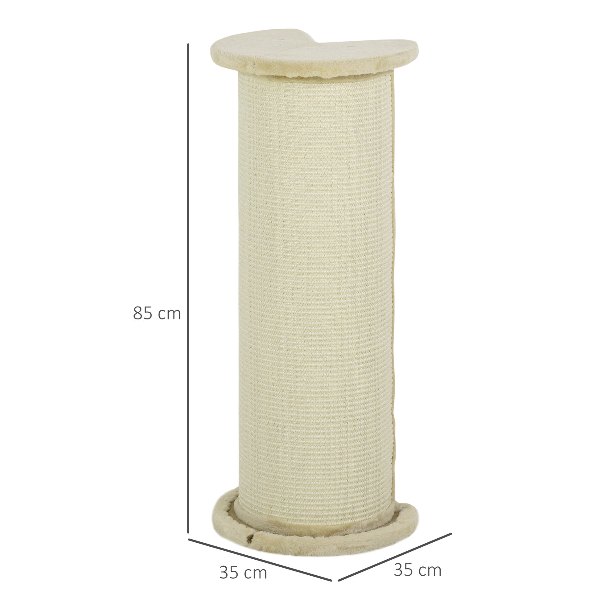 PawHut 85cm Tall Cat Scratching Post with Sisal Rope Covered Soft Plush, Anti Tip for Indoor Corner, Cabinet Corner, Sofa Corner - Beige