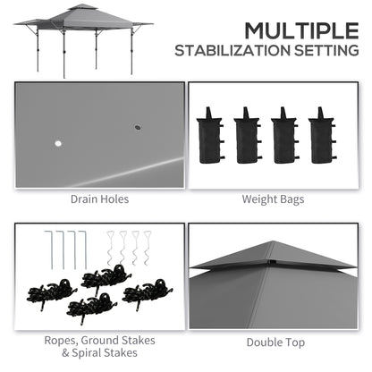 outsunny-5-x-3m-pop-up-gazebo-with-extend-dual-awnings-1-person-easy-up-marquee-party-tent-with-1-button-push-double-roof-wheeled-bag-sandbags-height-adjustable-instant-shelter-grey