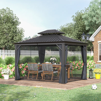 outsunny-3-7-x-3m-outdoor-hardtop-gazebo-canopy-aluminum-frame-with-2-tier-roof-mesh-netting-sidewalls-for-patio-grey