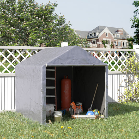 outsunny-2-x-2m-garden-garage-storage-tent-galvanized-steel-outdoor-carport-gazebo-waterproof-uv-resistant-grey