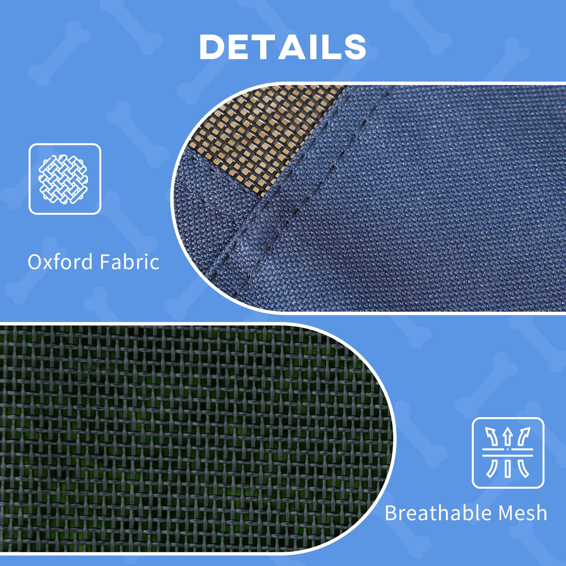 PawHut Raised Dog Bed Waterproof Elevated Pet Cot with Breathable Mesh UV Protection Canopy Blue, for Medium Dogs, 76 x 61 x 73cm