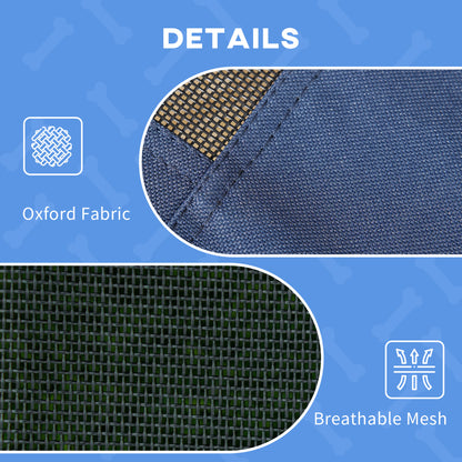 PawHut Raised Dog Bed Waterproof Elevated Pet Cot with Breathable Mesh UV Protection Canopy Blue, for Medium Dogs, 76 x 61 x 73cm