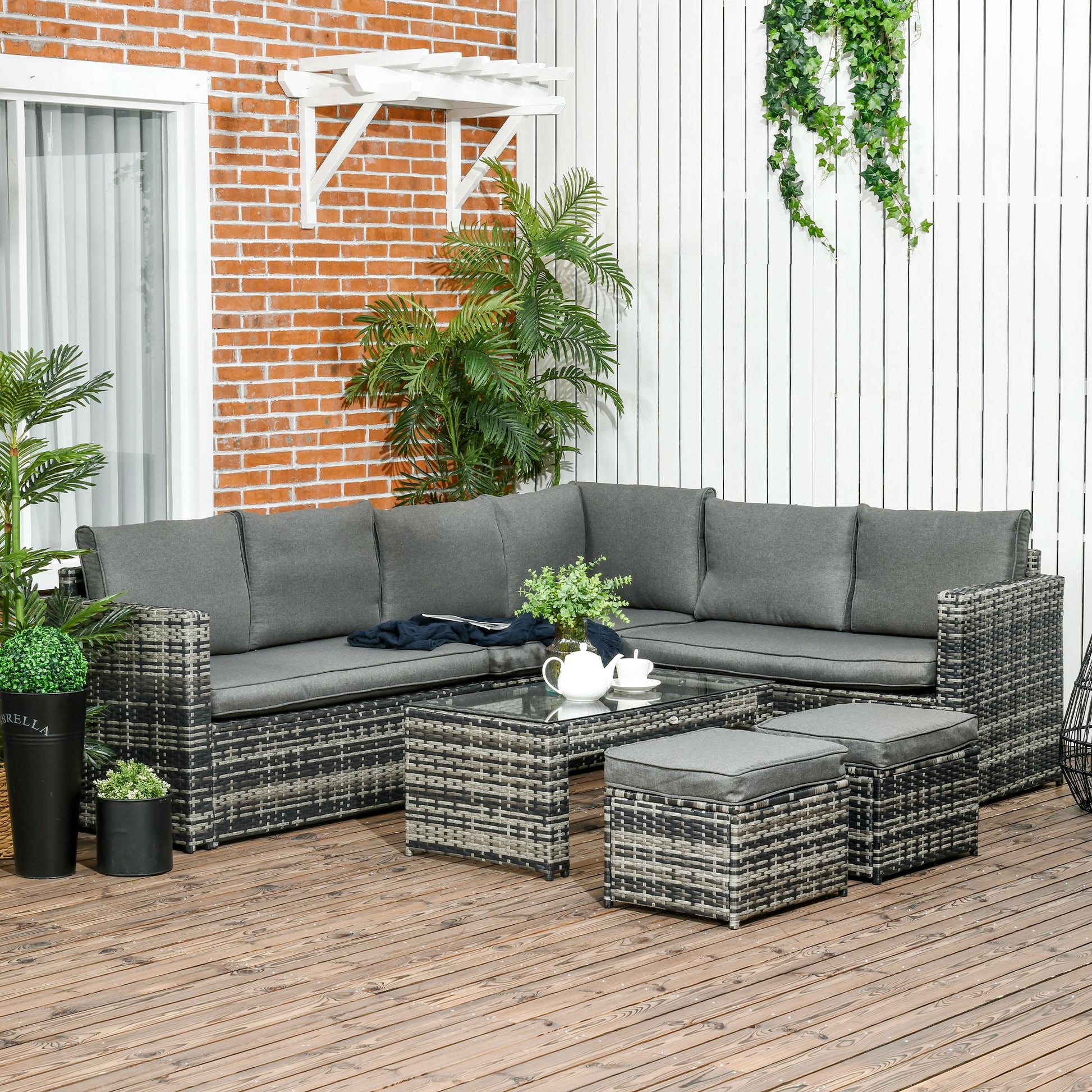 outsunny-6-piece-rattan-garden-furniture-set-8-seater-outdoor-sofa-sectional-with-3-cushioned-loveseat-2-footstools-table-grey