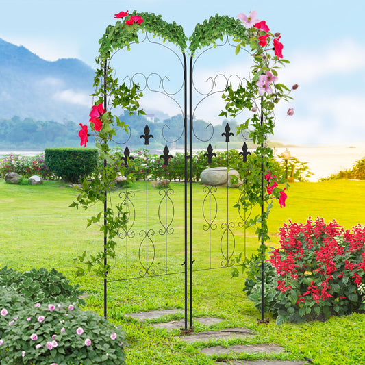 outsunny-metal-trellis-set-of-2-garden-trellis-for-climbing-plants-support-frames-scrolls-design