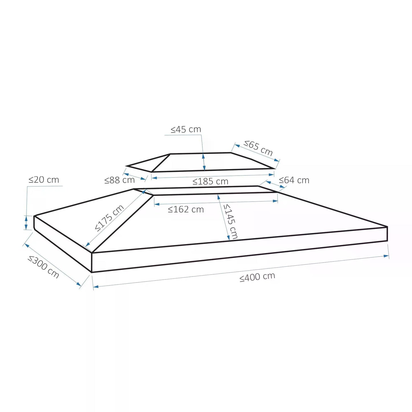 outsunny-3x4m-gazebo-replacement-roof-canopy-2-tier-top-uv-cover-garden-patio-awning-shelters-deep-grey-top-only