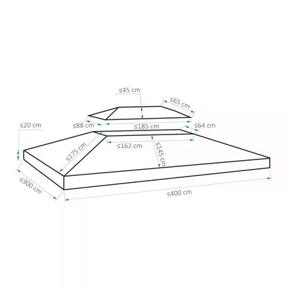 outsunny-3x4m-gazebo-replacement-roof-canopy-2-tier-top-uv-cover-garden-patio-awning-shelters-deep-grey-top-only