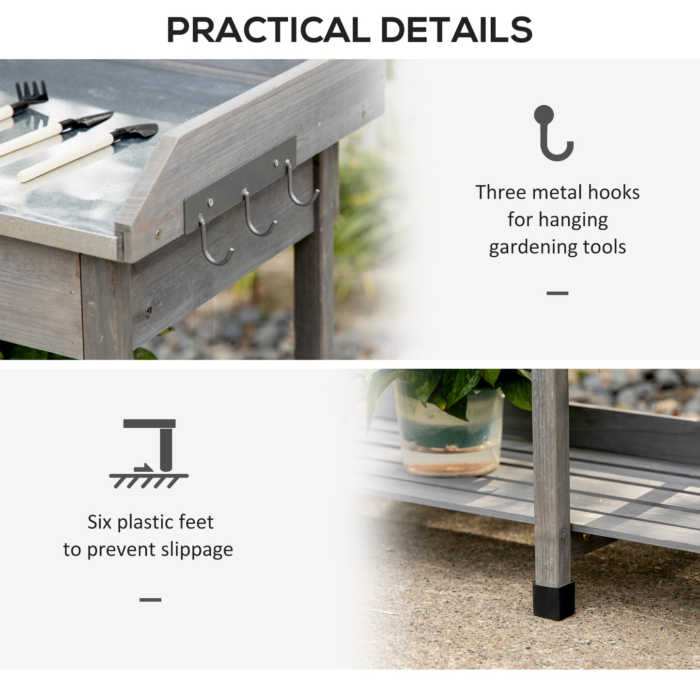 outsunny-garden-potting-table-wooden-workstation-bench-w-galvanized-metal-tabletop-drawer-storage-shelves-and-hooks-for-courtyards-balcony