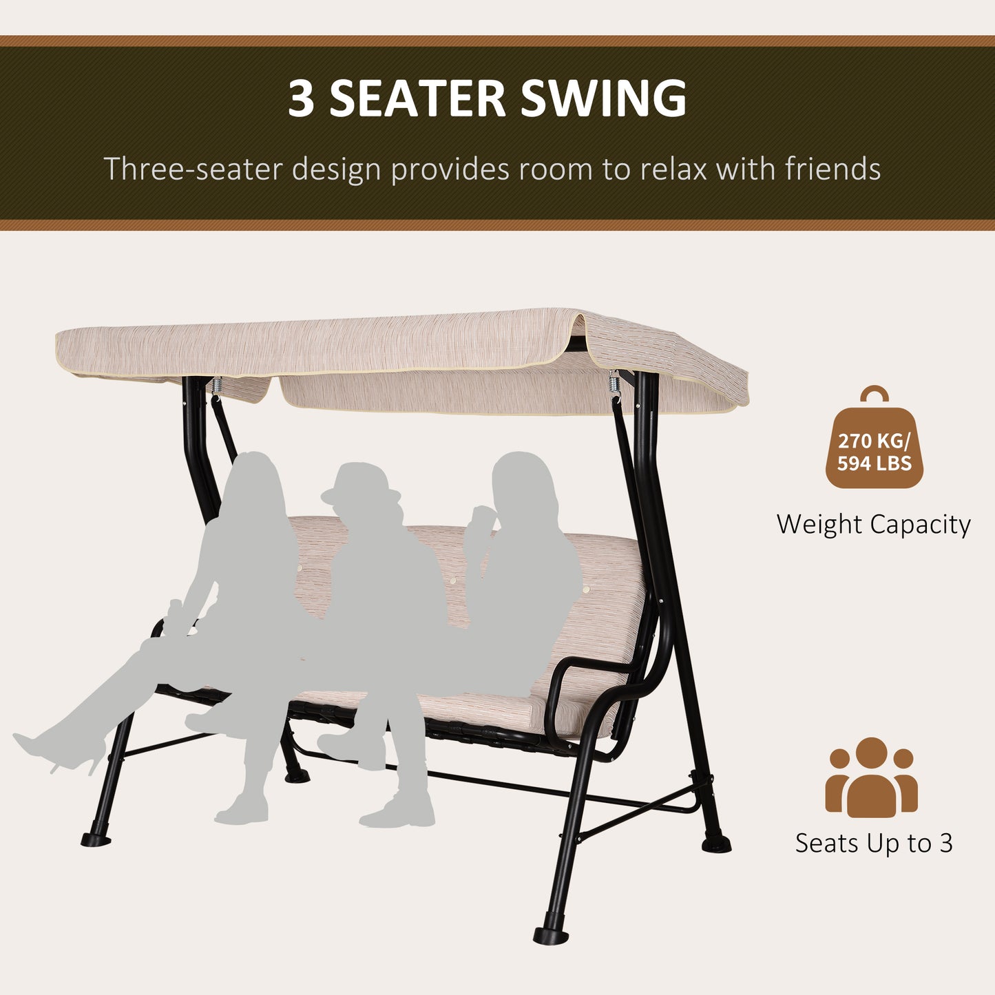 outsunny-3-seater-outdoor-garden-swing-chairs-thick-padded-seat-hammock-canopy-porch-patio-bench-bed-beige