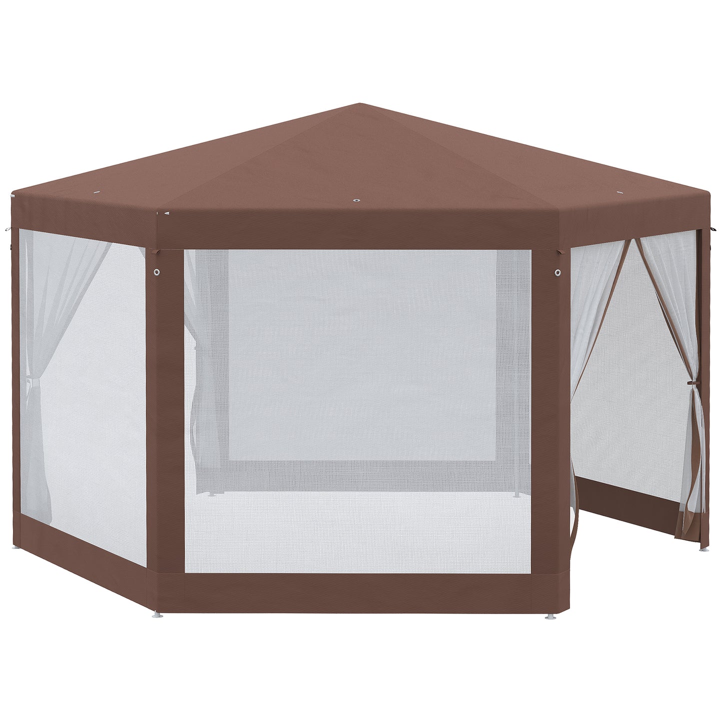 outsunny-hexagonal-garden-gazebo-patio-party-outdoor-canopy-tent-sun-shelter-with-mosquito-netting-and-zipped-door-brown