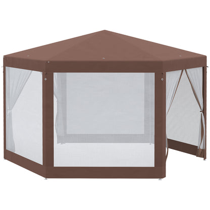 outsunny-hexagonal-garden-gazebo-patio-party-outdoor-canopy-tent-sun-shelter-with-mosquito-netting-and-zipped-door-brown