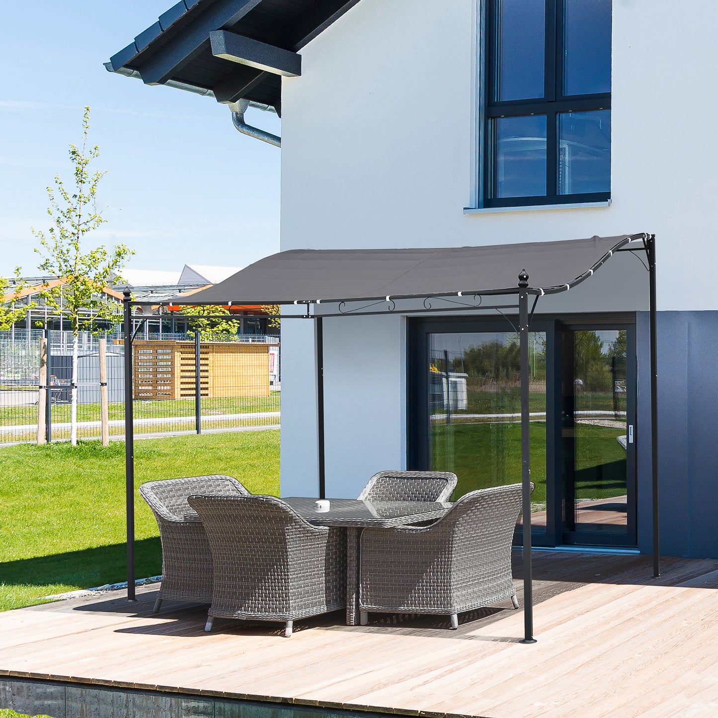 outsunny-garden-gazebo-awning-3x3m-freestanding-metal-wall-awning-canopy-grey