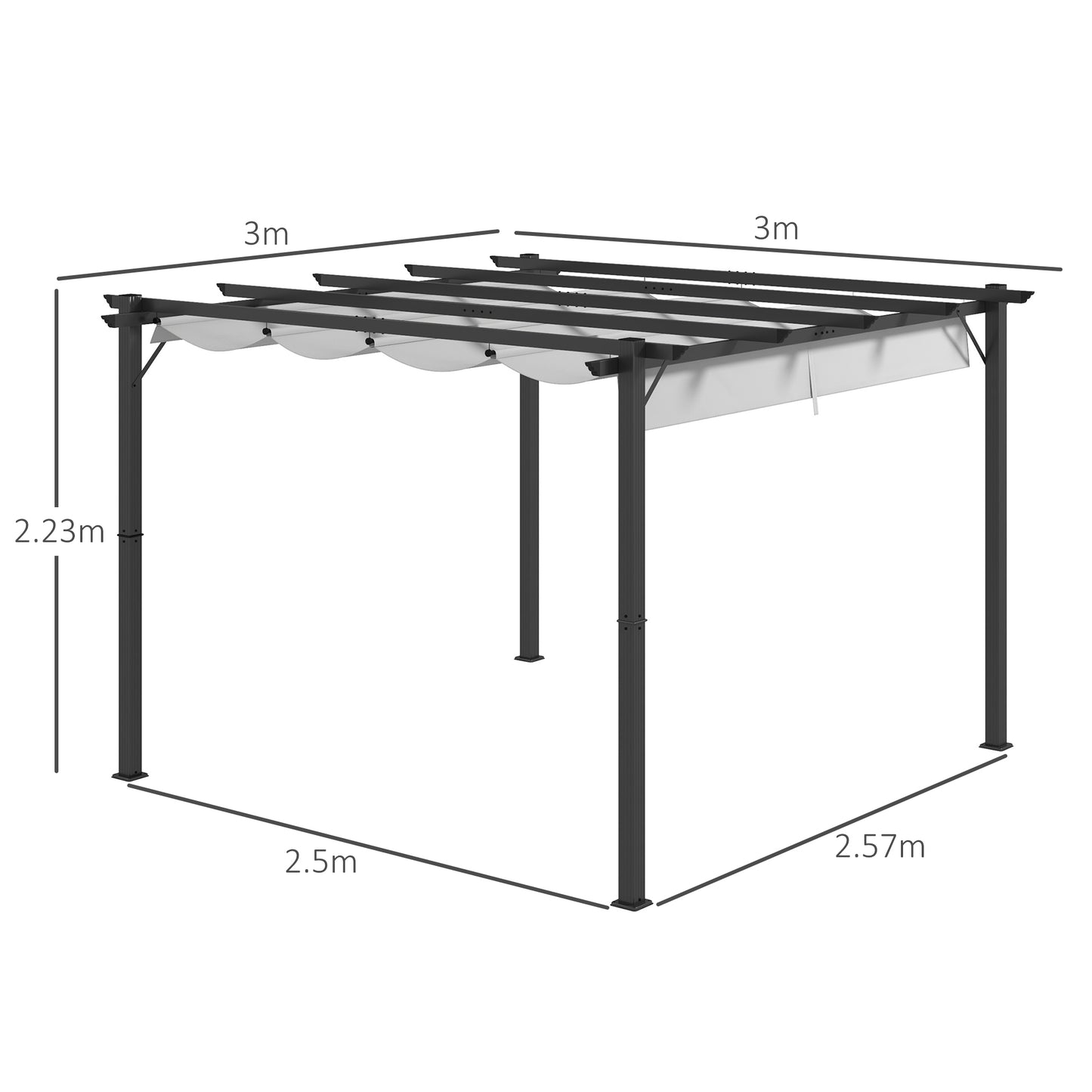 outsunny-3-x-3m-aluminium-pergola-canopy-gazebo-awning-outdoor-garden-sun-shade-shelter-marquee-party-bbq-light-grey