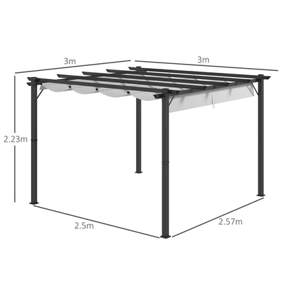 outsunny-3-x-3m-aluminium-pergola-canopy-gazebo-awning-outdoor-garden-sun-shade-shelter-marquee-party-bbq-light-grey