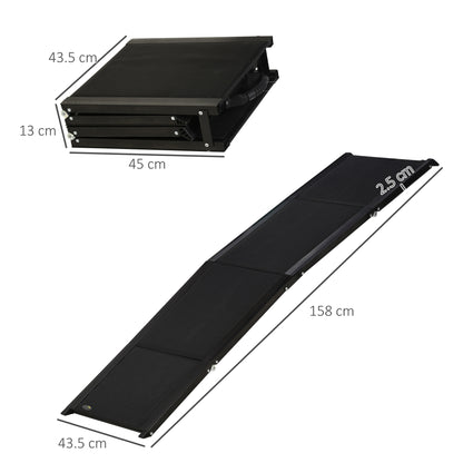 PawHut Folding Dog Ramp for Car for Extra Large Dogs, Portable Pet Ramp with Non-slip Surface, Aluminium Alloy Frame