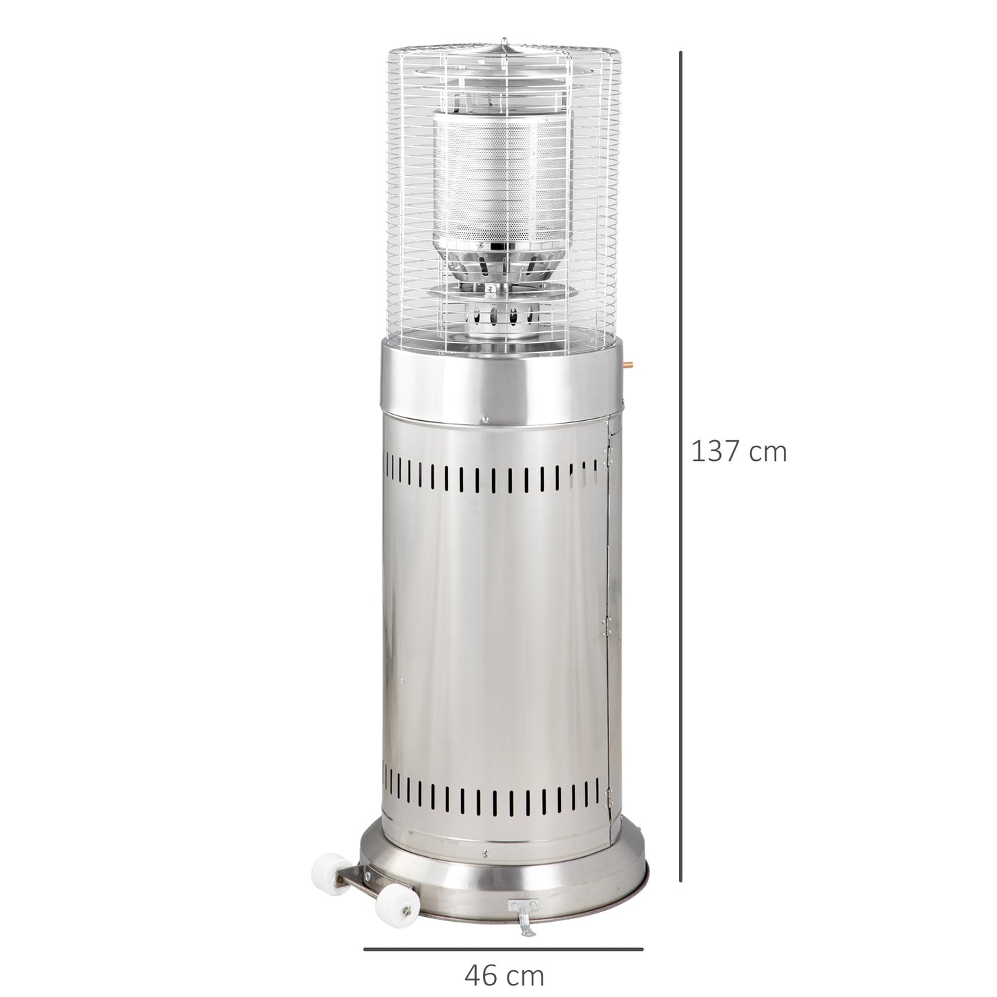 outsunny-10kw-outdoor-gas-patio-heater-terrace-freestanding-bullet-style-heater-with-wheels-dust-cover-regulator-and-hose-46-x-46-x-137-silver